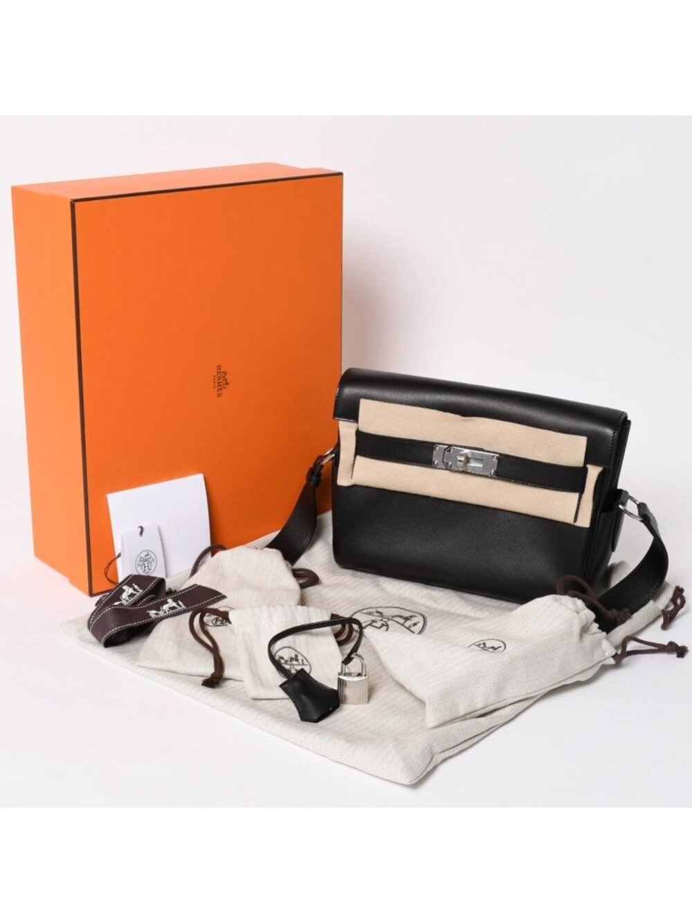 Hermes Shoulder Bag Kelly Bague Rain Black Silver
